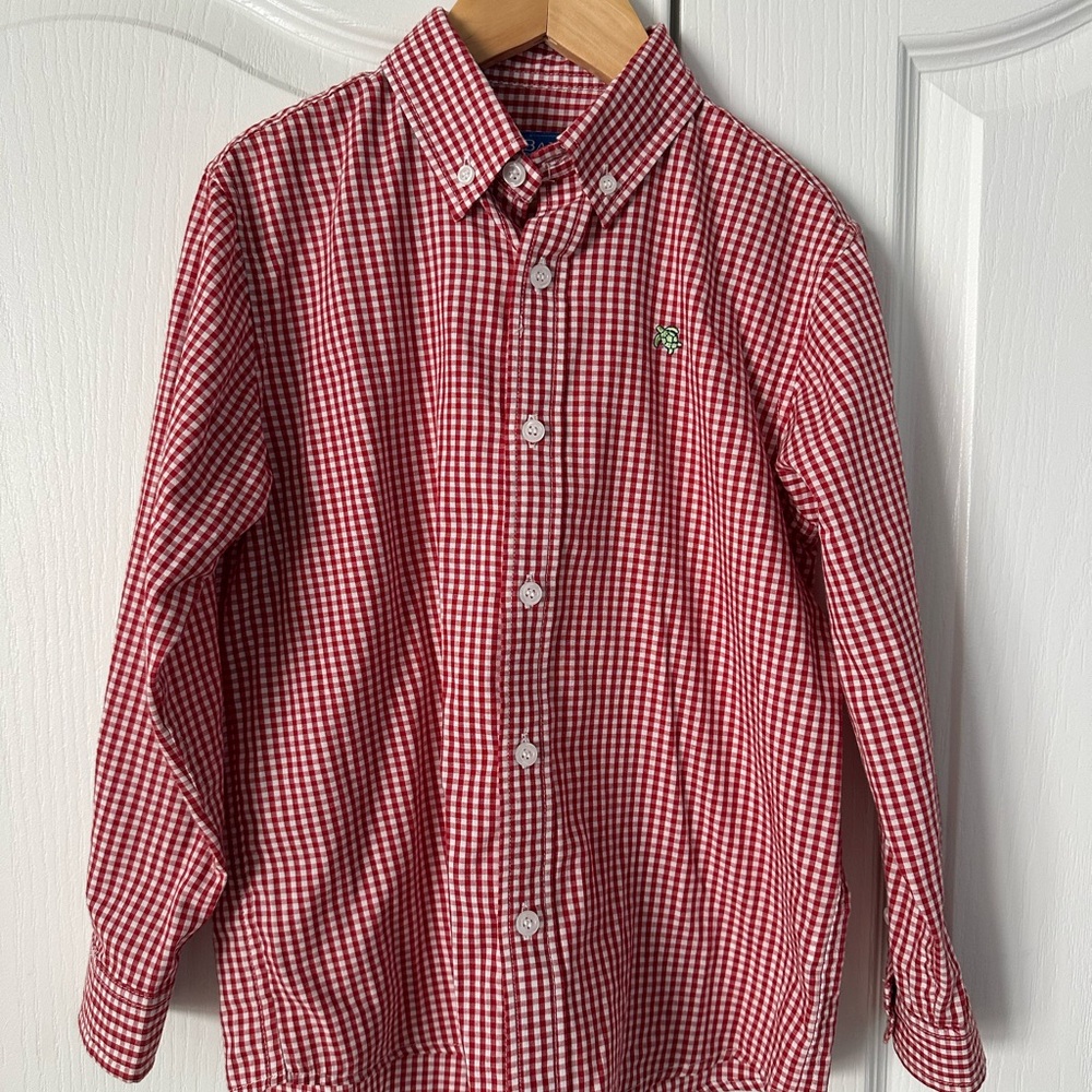 Classic Red Checkered Kids Button-Down Shirt